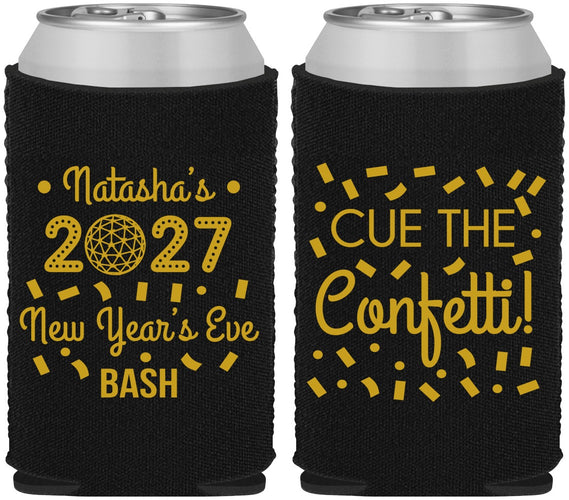 Custom New Years Neoprene Can Coolers - 2027 Nye Confetti | 170012