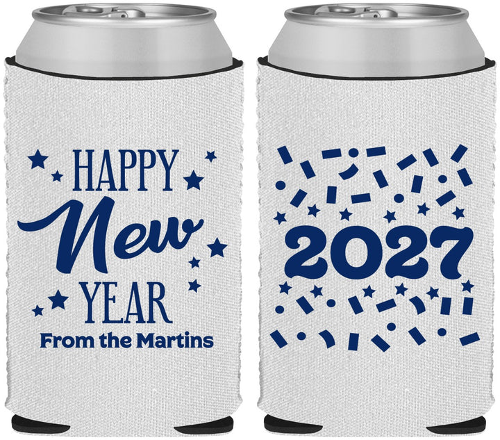 Custom New Years Neoprene Can Coolers - 2027 Confetti | 170027