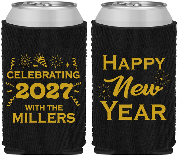 Custom New Years Neoprene Can Coolers - 2027 Nye Confetti | 170028