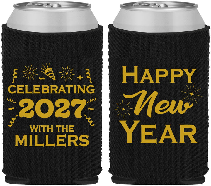 Custom New Years Neoprene Can Coolers - 2027 Nye Confetti | 170028