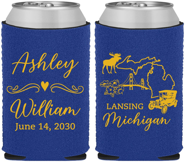 Custom Wedding Neoprene Can Coolers - Michigan | 171