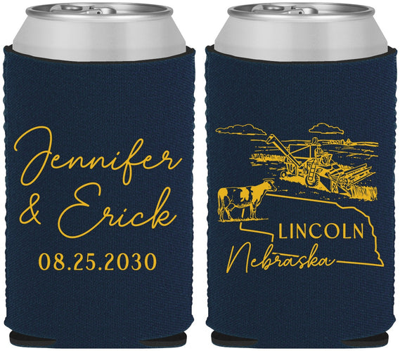 Custom Wedding Neoprene Can Coolers - Nebraska | 176