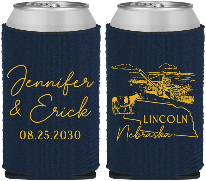Custom Wedding Neoprene Can Coolers - Nebraska | 176