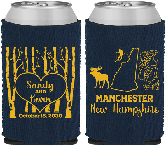Custom Wedding Neoprene Can Coolers - New Hampshire | 178