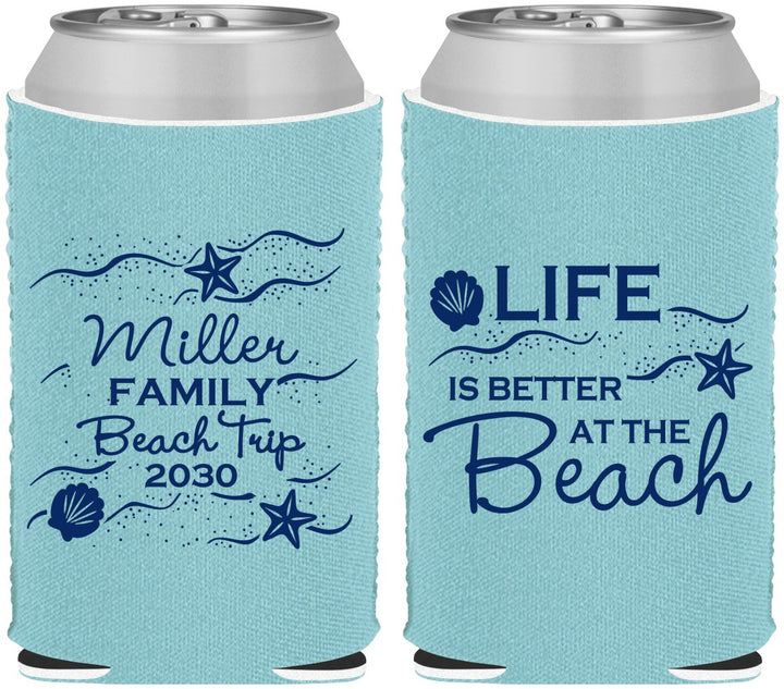 Custom Family Vacation Neoprene Can Coolers - Life Is Better At The Beach | 180001