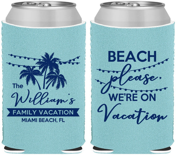 Custom Family Vacation Neoprene Can Coolers - Beach Please | 180004