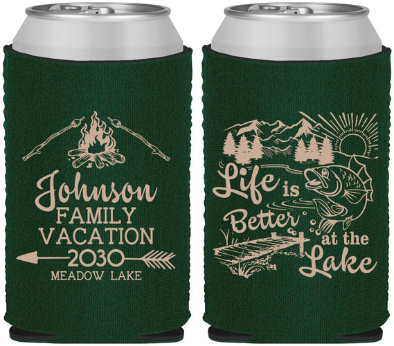 Custom Family Vacation Neoprene Can Coolers - Lake Camping | 180011
