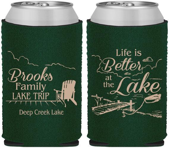 Custom Family Vacation Neoprene Can Coolers - Lake Camping | 180012