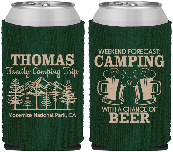 Custom Family Vacation Neoprene Can Coolers - Camping Park | 180013