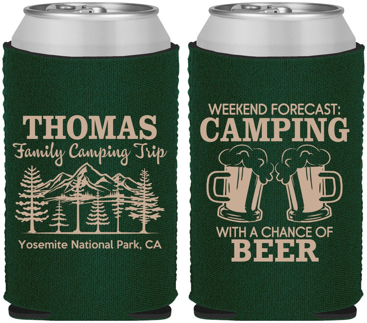 Custom Family Vacation Neoprene Can Coolers - Camping Park | 180013