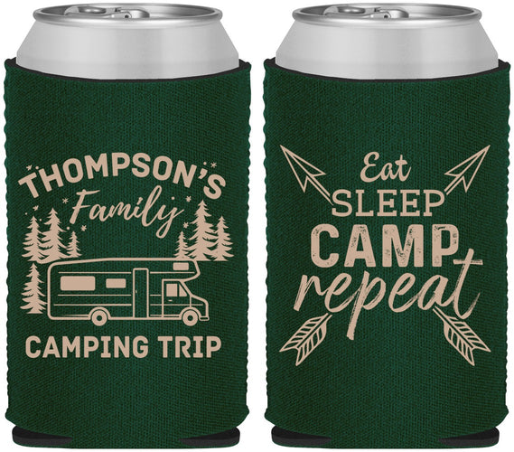 Custom Family Vacation Neoprene Can Coolers - Camping Trip | 180016
