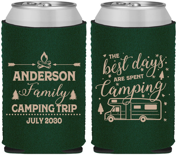 Custom Family Vacation Neoprene Can Coolers - Camping Trip | 180017