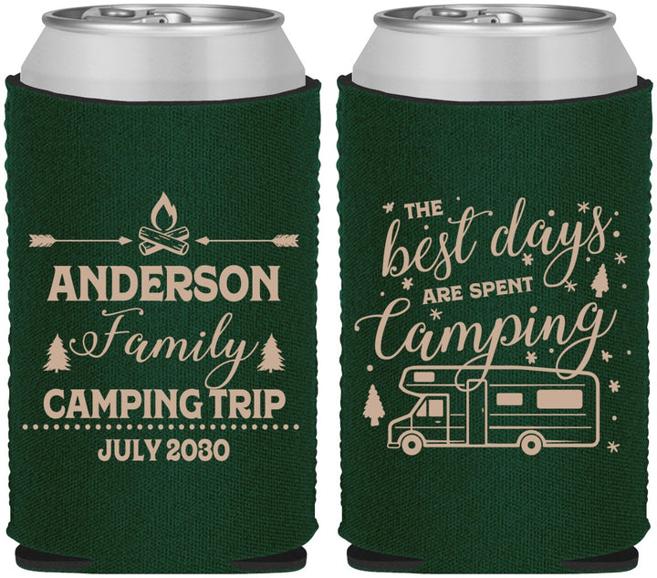 Custom Family Vacation Neoprene Can Coolers - Camping Trip | 180017