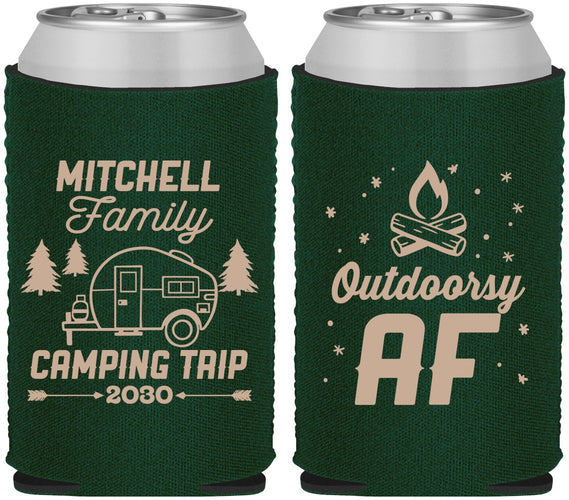 Custom Family Vacation Neoprene Can Coolers - Camping Trip | 180018
