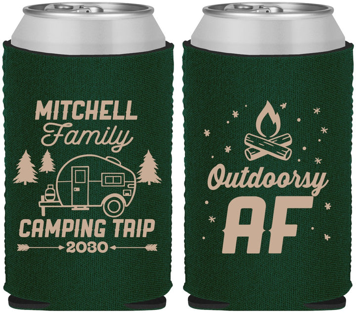 Custom Family Vacation Neoprene Can Coolers - Camping Trip | 180018