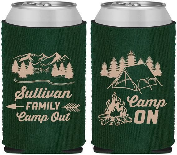Custom Family Vacation Neoprene Can Coolers - Family Camp Out | 180019