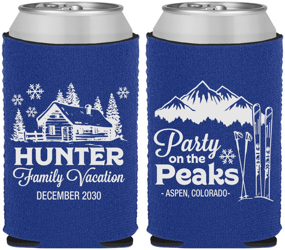 Custom Family Vacation Neoprene Can Coolers - Ski Trip Peaks | 180020