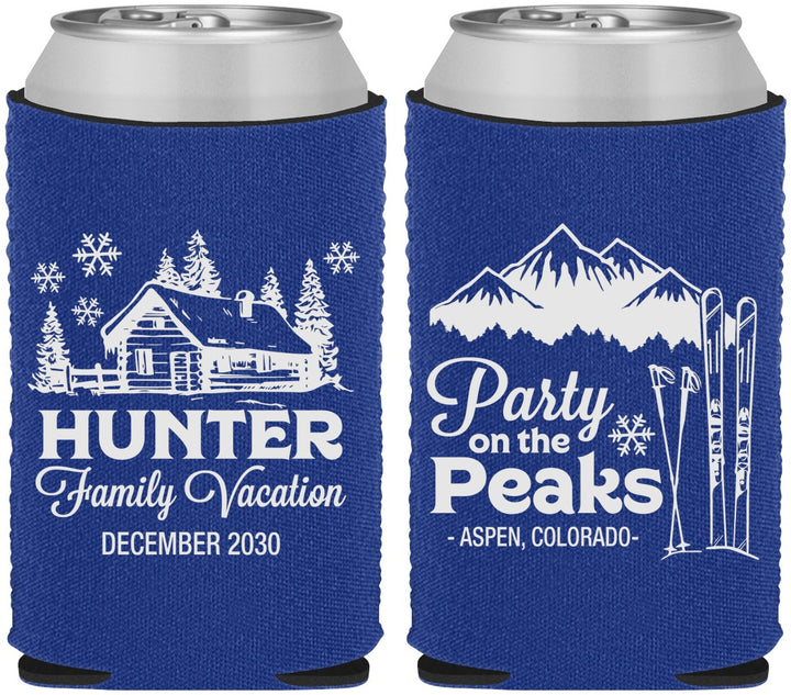 Custom Family Vacation Neoprene Can Coolers - Ski Trip Peaks | 180020