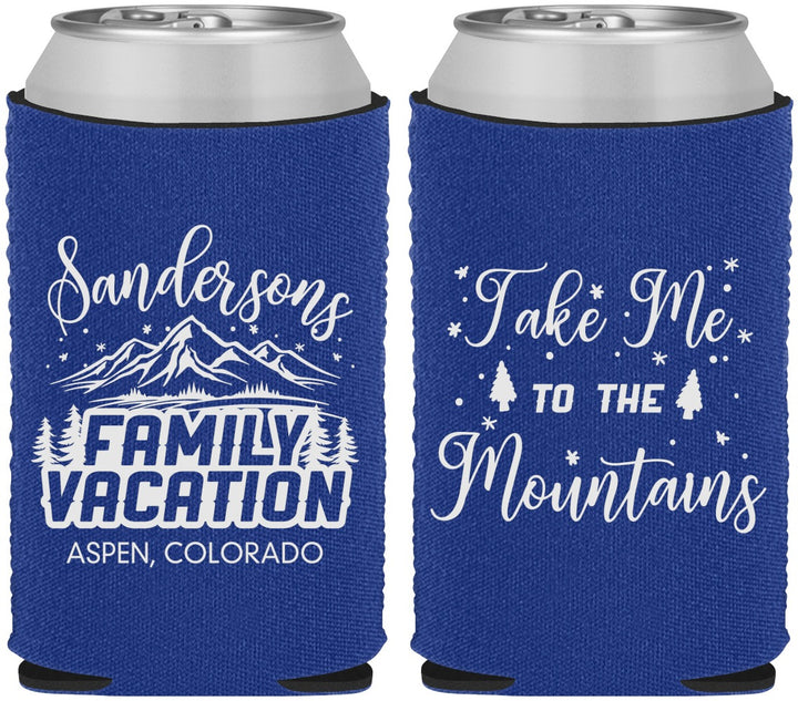 Custom Family Vacation Neoprene Can Coolers - Ski Trip Peaks | 180023