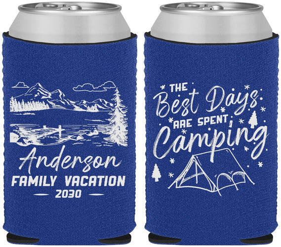 Custom Family Vacation Neoprene Can Coolers - Camping Trip | 180025