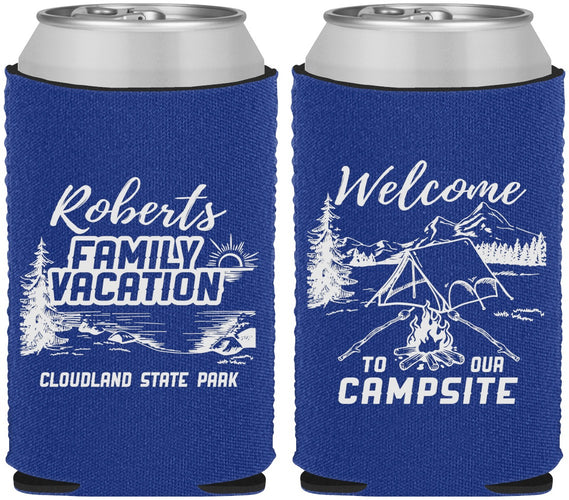Custom Family Vacation Neoprene Can Coolers - Camping Trip | 180026