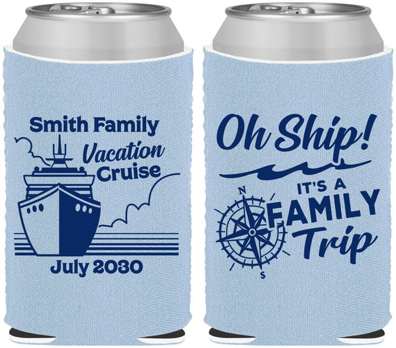 Custom Family Vacation Neoprene Can Coolers - Oh Ship Cruise | 180030