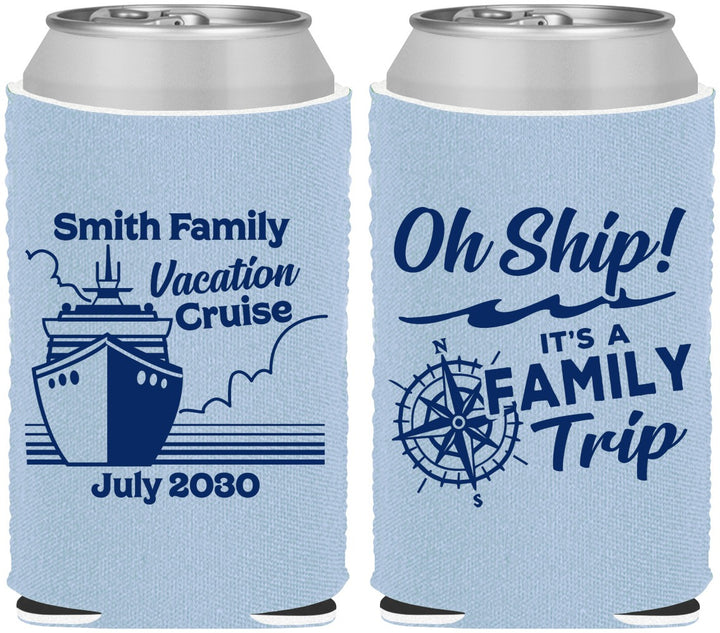 Custom Family Vacation Neoprene Can Coolers - Oh Ship Cruise | 180030
