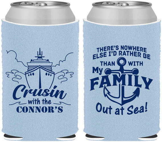 Custom Family Vacation Neoprene Can Coolers - Nautical Cruise | 180031