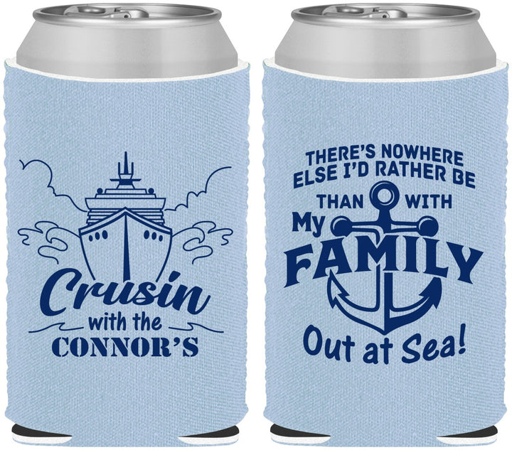 Custom Family Vacation Neoprene Can Coolers - Nautical Cruise | 180031