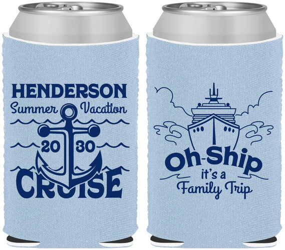 Custom Family Vacation Neoprene Can Coolers - Oh Ship Cruise | 180032