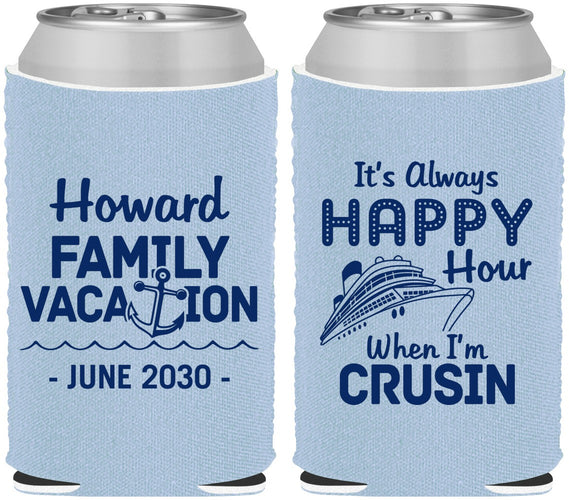 Custom Family Vacation Neoprene Can Coolers - Crusin Cruise | 180033