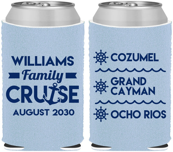 Custom Family Vacation Neoprene Can Coolers - Nautical Cruise | 180034