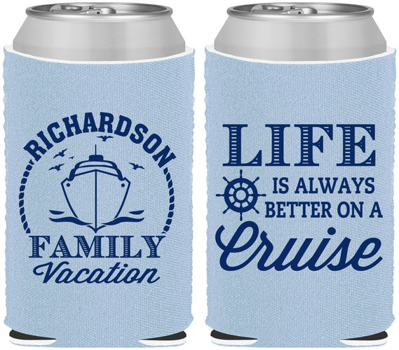 Custom Family Vacation Neoprene Can Coolers - Cruise Ship | 180036