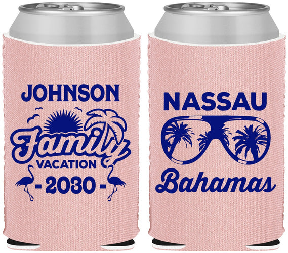 Custom Family Vacation Neoprene Can Coolers - Bahamas | 180041