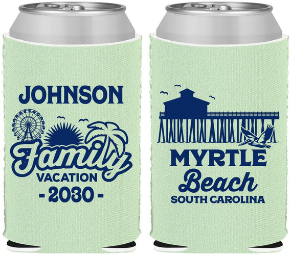 Custom Family Vacation Neoprene Can Coolers - Myrtle Beach | 180045