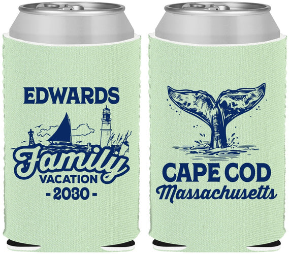 Custom Family Vacation Neoprene Can Coolers - Cape Cod | 180046