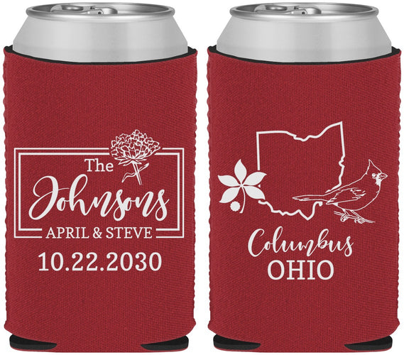 Custom Wedding Neoprene Can Coolers - Ohio | 184