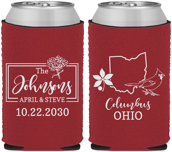 Custom Wedding Neoprene Can Coolers - Ohio | 184