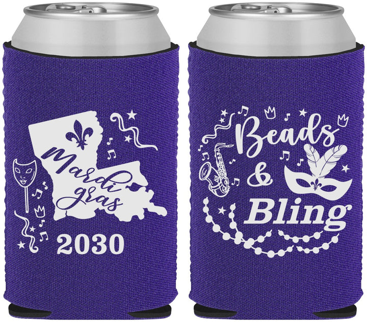 Custom Mardi Gras Neoprene Can Coolers - Beads And Bling | 190002