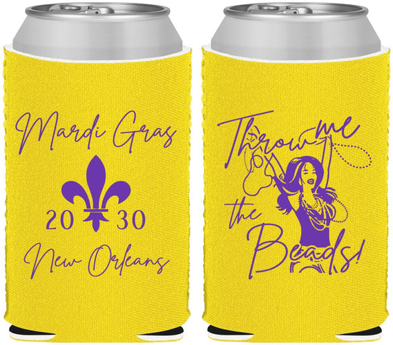 Custom Mardi Gras Neoprene Can Coolers - Throw Me The Beads | 190008