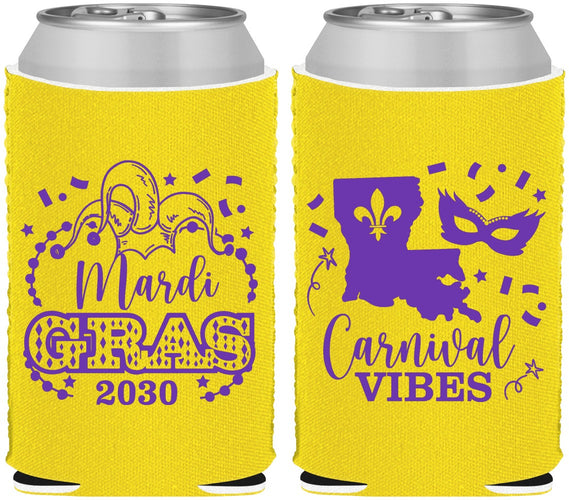 Custom Mardi Gras Neoprene Can Coolers - Fleur De Lis Carnaval | 190012