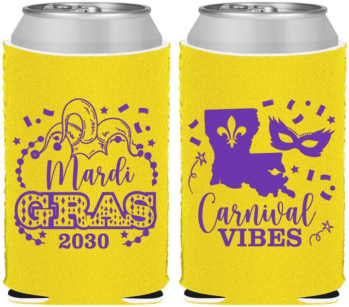 Custom Mardi Gras Neoprene Can Coolers - Fleur De Lis Carnaval | 190012
