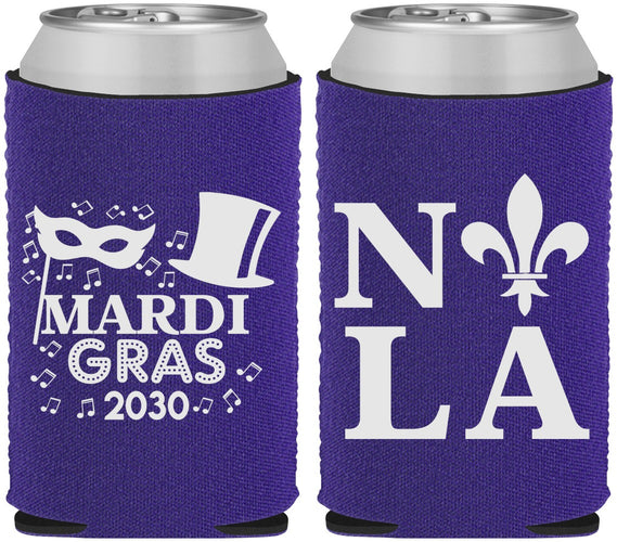 Custom Mardi Gras Neoprene Can Coolers - Nola Fleur De Lis | 190014