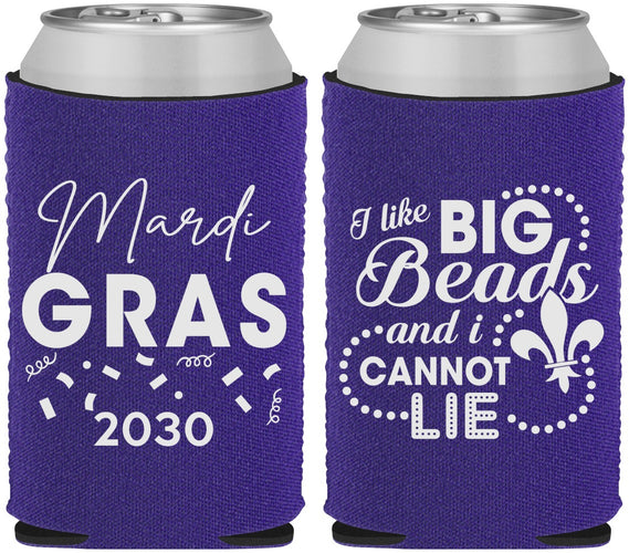 Custom Mardi Gras Neoprene Can Coolers - Big Bead Fleur De Lis | 190018