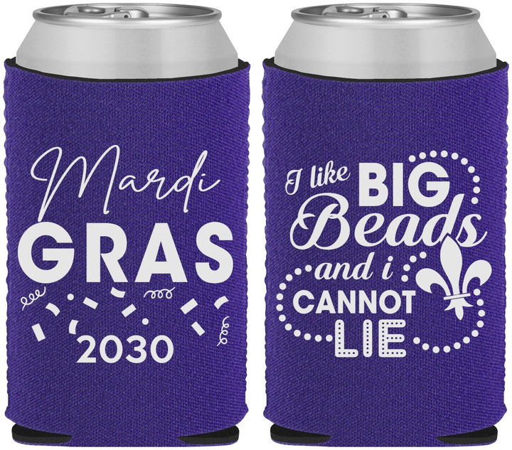 Custom Mardi Gras Neoprene Can Coolers - Big Bead Fleur De Lis | 190018