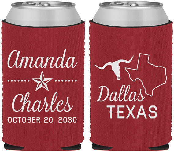 Custom Wedding Neoprene Can Coolers - Texas | 192