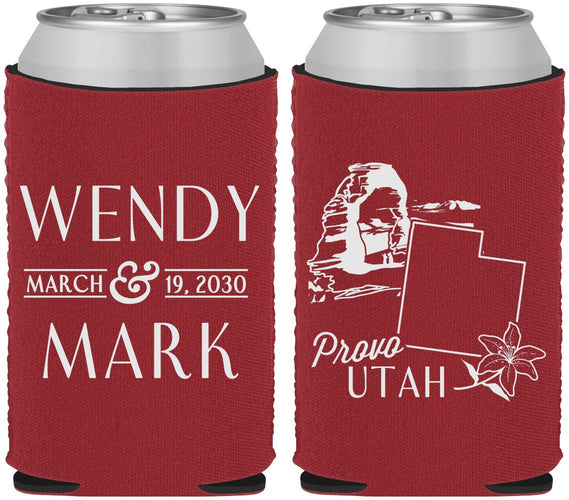 Custom Wedding Neoprene Can Coolers - Utah | 193