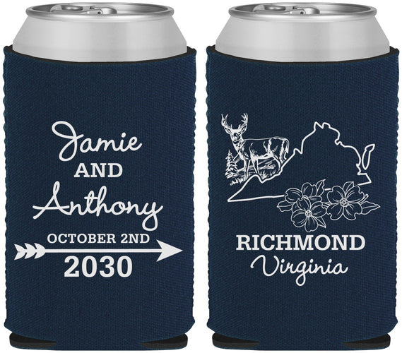 Custom Wedding Neoprene Can Coolers - Virginia | 195