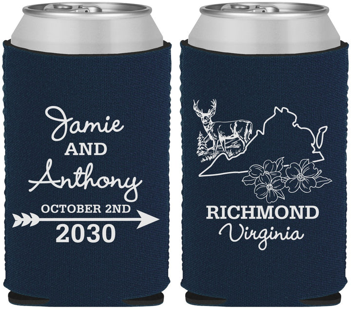Custom Wedding Neoprene Can Coolers - Virginia | 195