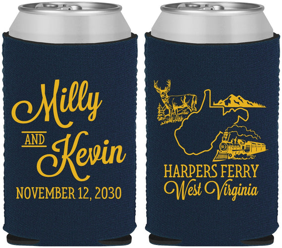 Custom Wedding Neoprene Can Coolers - West Virginia | 197